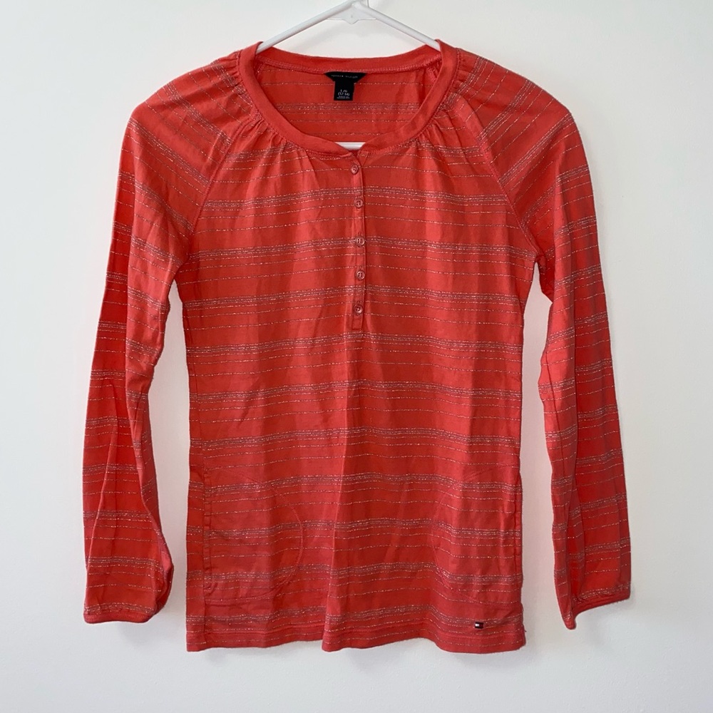 TOMMY HILFIGER LONG SLEEVE PEACH SHIRT
